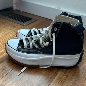 Black and White High-Top platform Sneakers